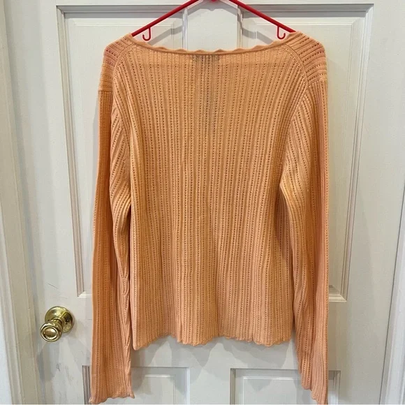 J.Crew Knit Long Sleeve Scalloped Edge Sweater Top XL NWT 100% wool - Picture 2 of 4